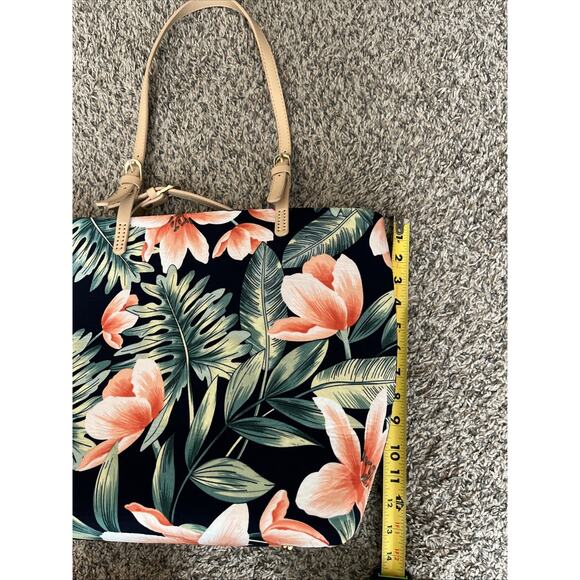 Hawaiian Floral Canvas Tote Bag Zipper Closure Hibiscus Flowers 💐 - Picture 8 of 11